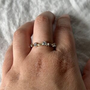 Clear Crystal Eternity Gold Band Ring Minimalist Stackable Clean Girl Minimalist